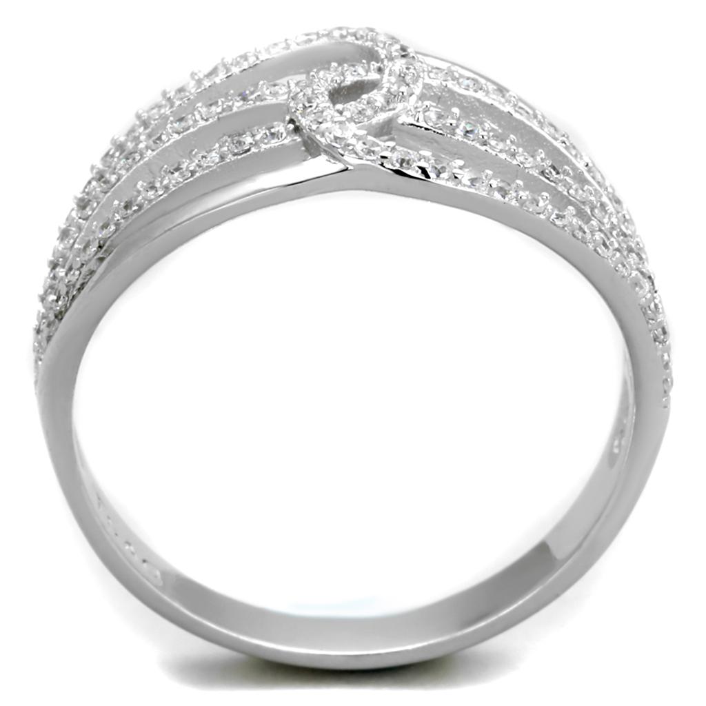 TS363 - Rhodium 925 Sterling Silver Ring with AAA Grade CZ  in Clear LuxuryLifeWay Online Store