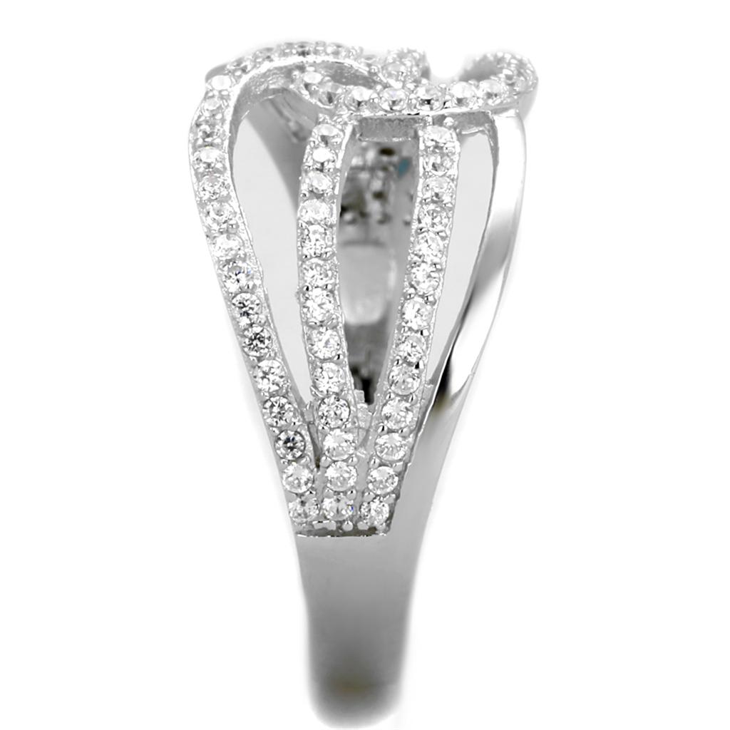 TS363 - Rhodium 925 Sterling Silver Ring with AAA Grade CZ  in Clear LuxuryLifeWay Online Store