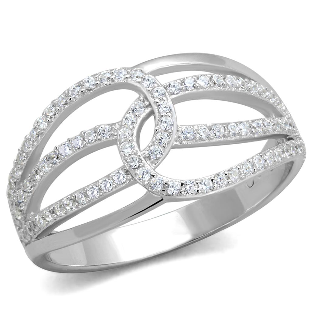 TS363 - Rhodium 925 Sterling Silver Ring with AAA Grade CZ  in Clear LuxuryLifeWay Online Store