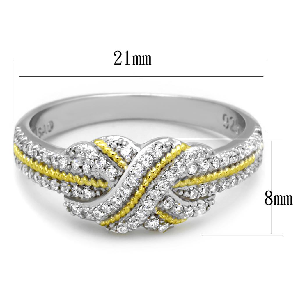 TS370 - Reverse Two-Tone 925 Sterling Silver Ring with AAA Grade CZ  in Clear LuxuryLifeWay Online Store