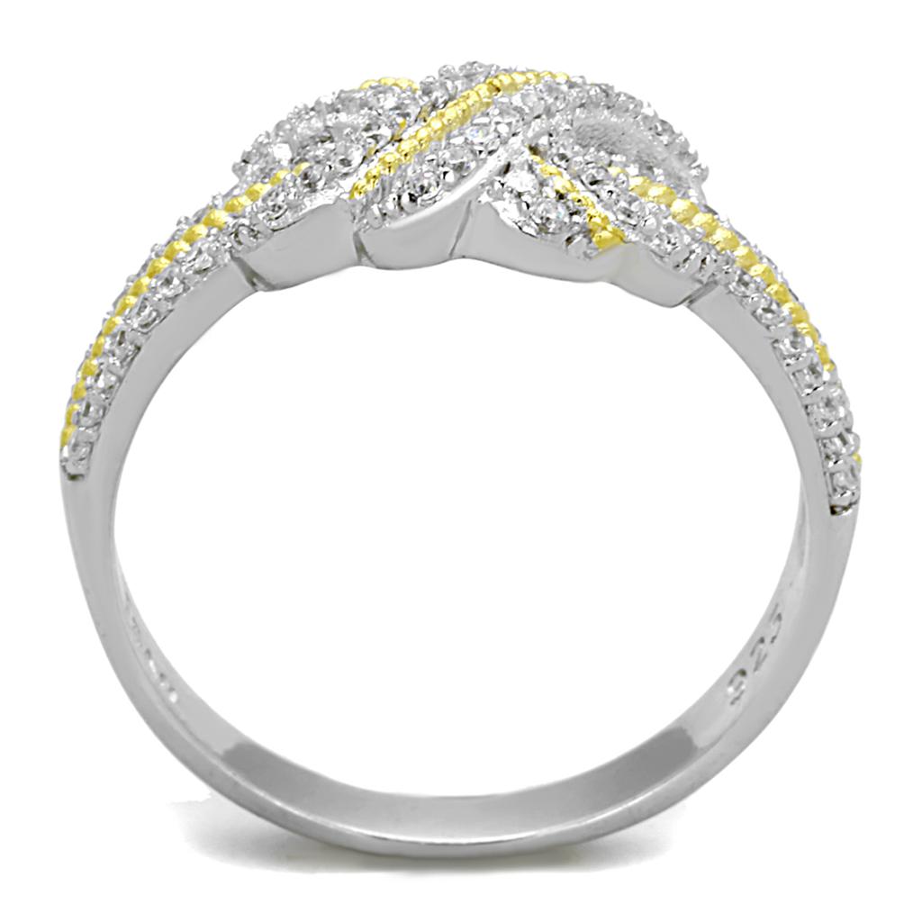 TS370 - Reverse Two-Tone 925 Sterling Silver Ring with AAA Grade CZ  in Clear LuxuryLifeWay Online Store