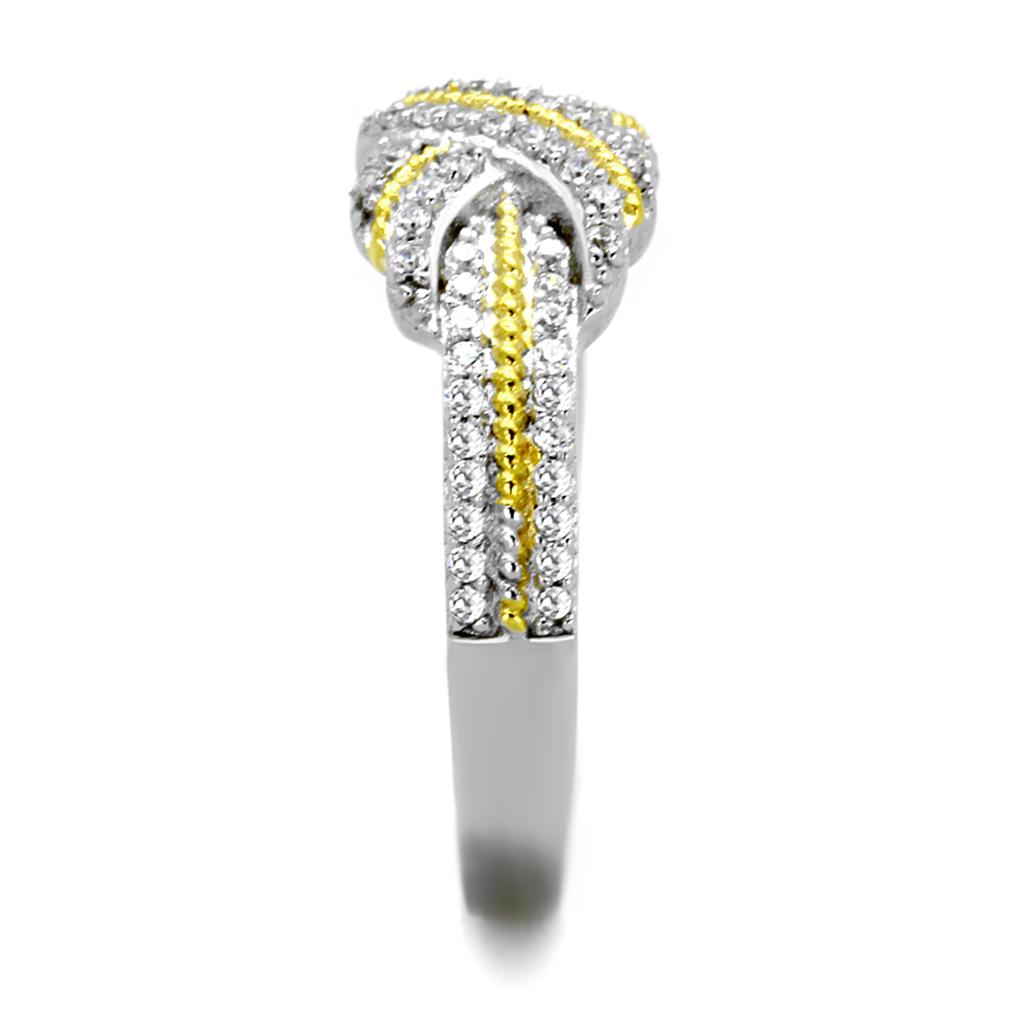 TS370 - Reverse Two-Tone 925 Sterling Silver Ring with AAA Grade CZ  in Clear LuxuryLifeWay Online Store