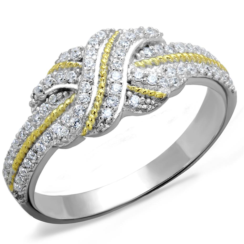 TS370 - Reverse Two-Tone 925 Sterling Silver Ring with AAA Grade CZ  in Clear LuxuryLifeWay Online Store