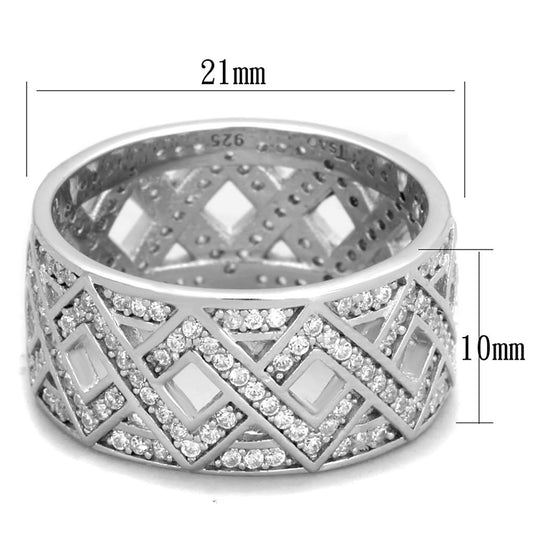 TS372 - Rhodium 925 Sterling Silver Ring with AAA Grade CZ  in Clear LuxuryLifeWay Online Store