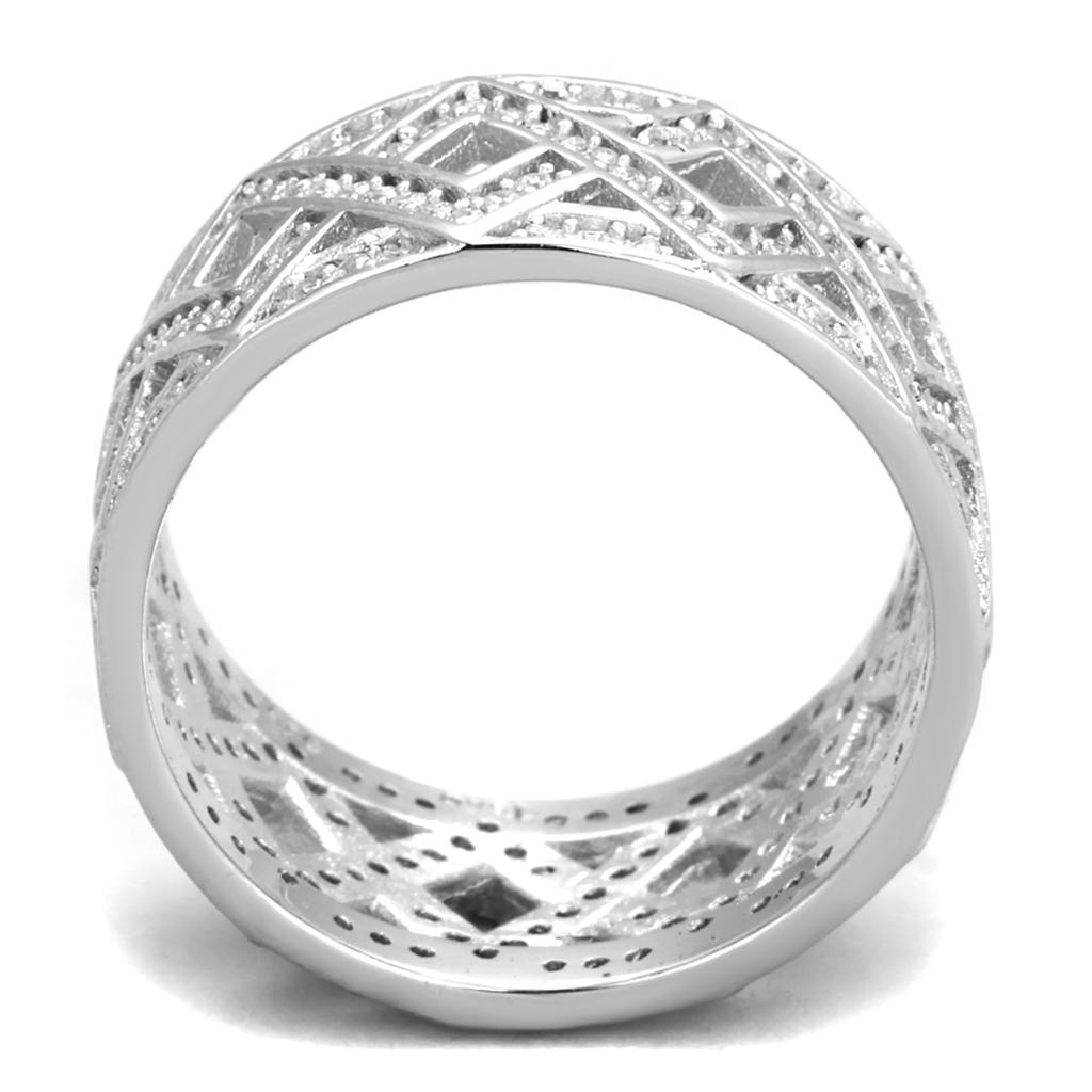 TS372 - Rhodium 925 Sterling Silver Ring with AAA Grade CZ  in Clear LuxuryLifeWay Online Store