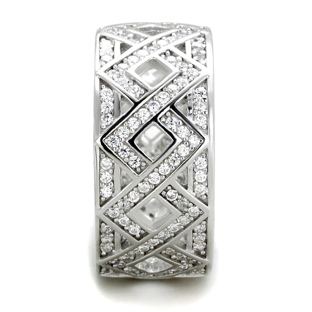 TS372 - Rhodium 925 Sterling Silver Ring with AAA Grade CZ  in Clear LuxuryLifeWay Online Store