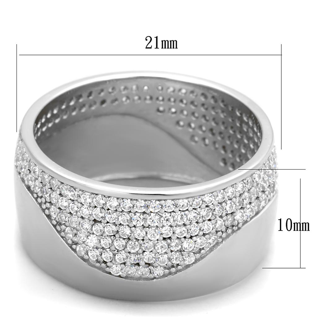 TS378 - Rhodium 925 Sterling Silver Ring with AAA Grade CZ  in Clear LuxuryLifeWay Online Store