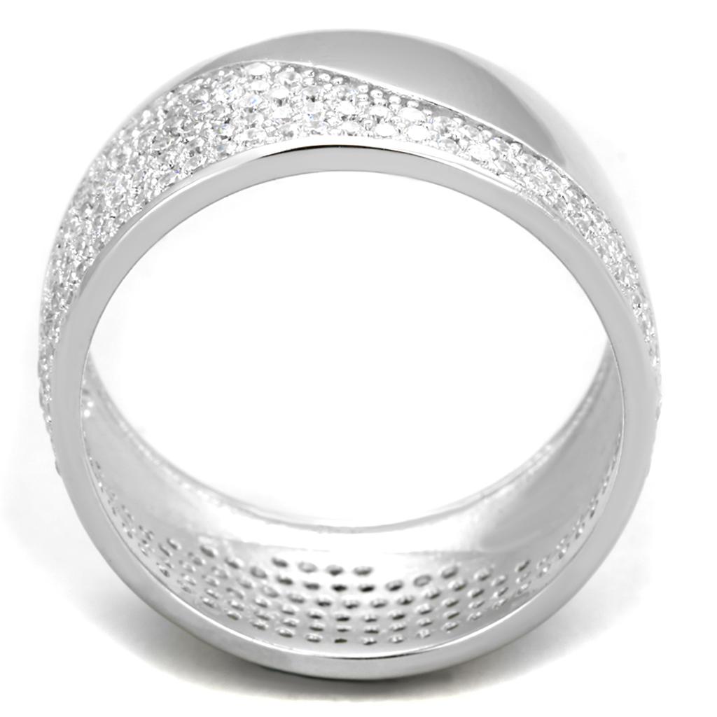 TS378 - Rhodium 925 Sterling Silver Ring with AAA Grade CZ  in Clear LuxuryLifeWay Online Store