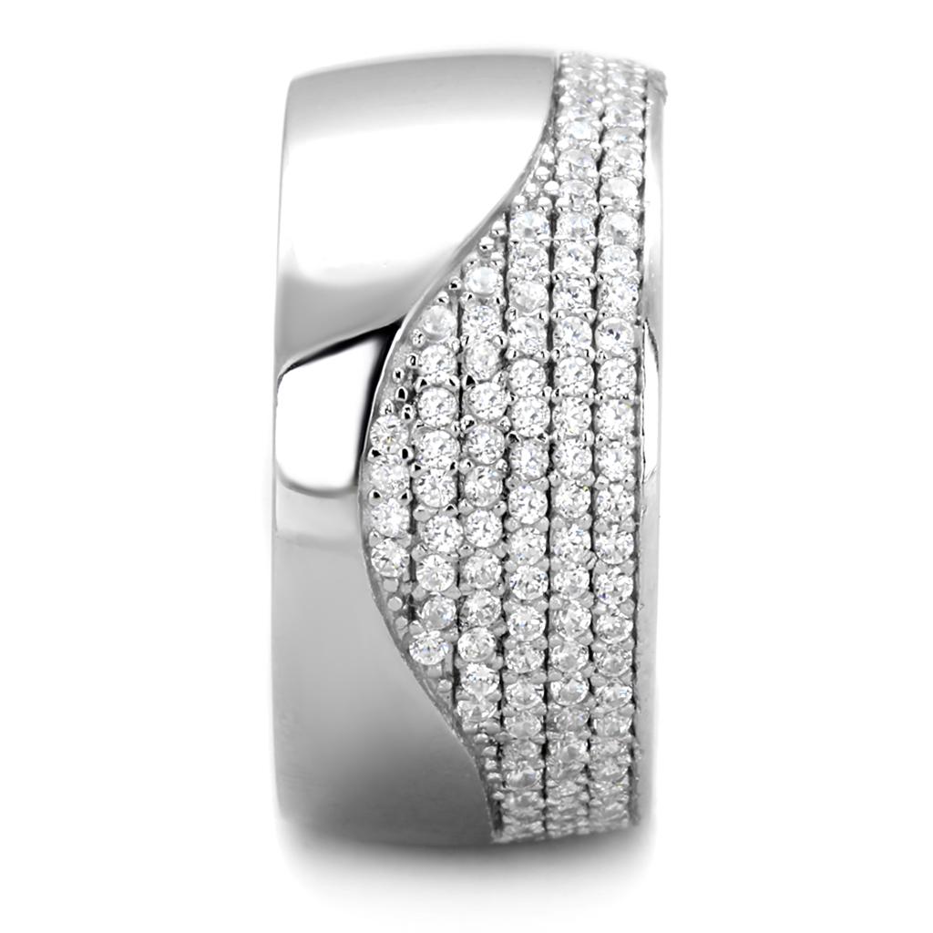 TS378 - Rhodium 925 Sterling Silver Ring with AAA Grade CZ  in Clear LuxuryLifeWay Online Store