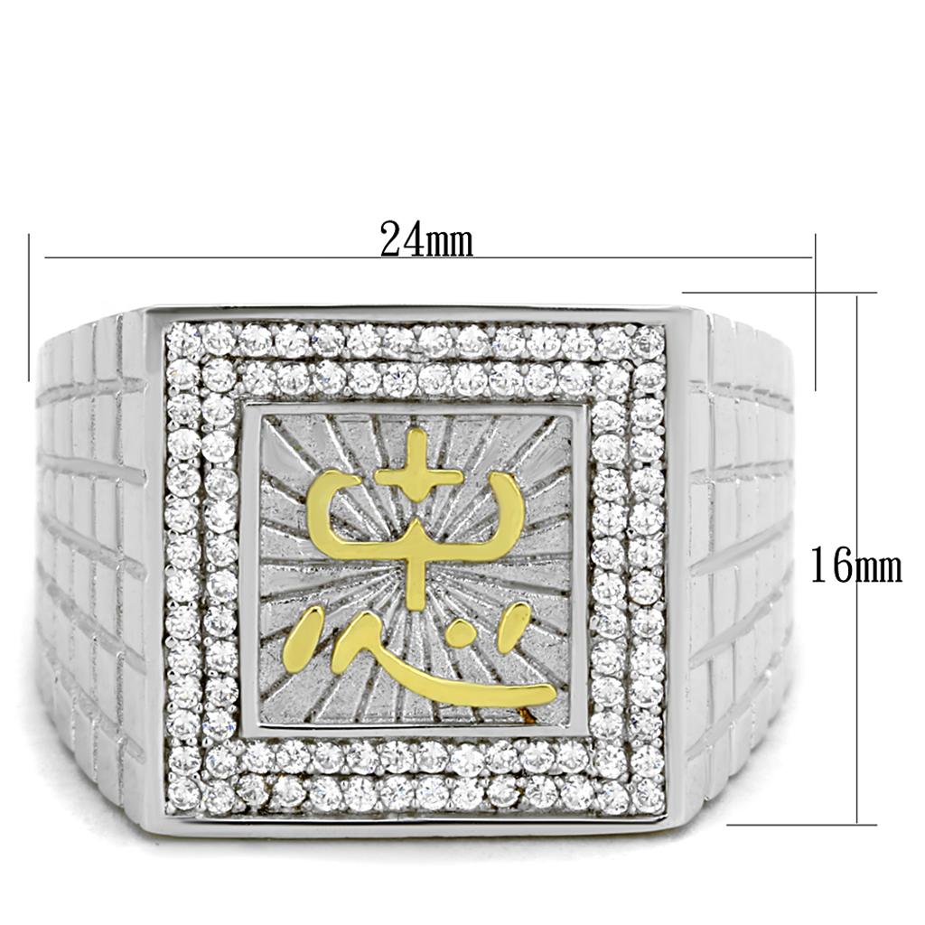 TS389 - Gold+Rhodium 925 Sterling Silver Ring with AAA Grade CZ  in Clear LuxuryLifeWay Online Store