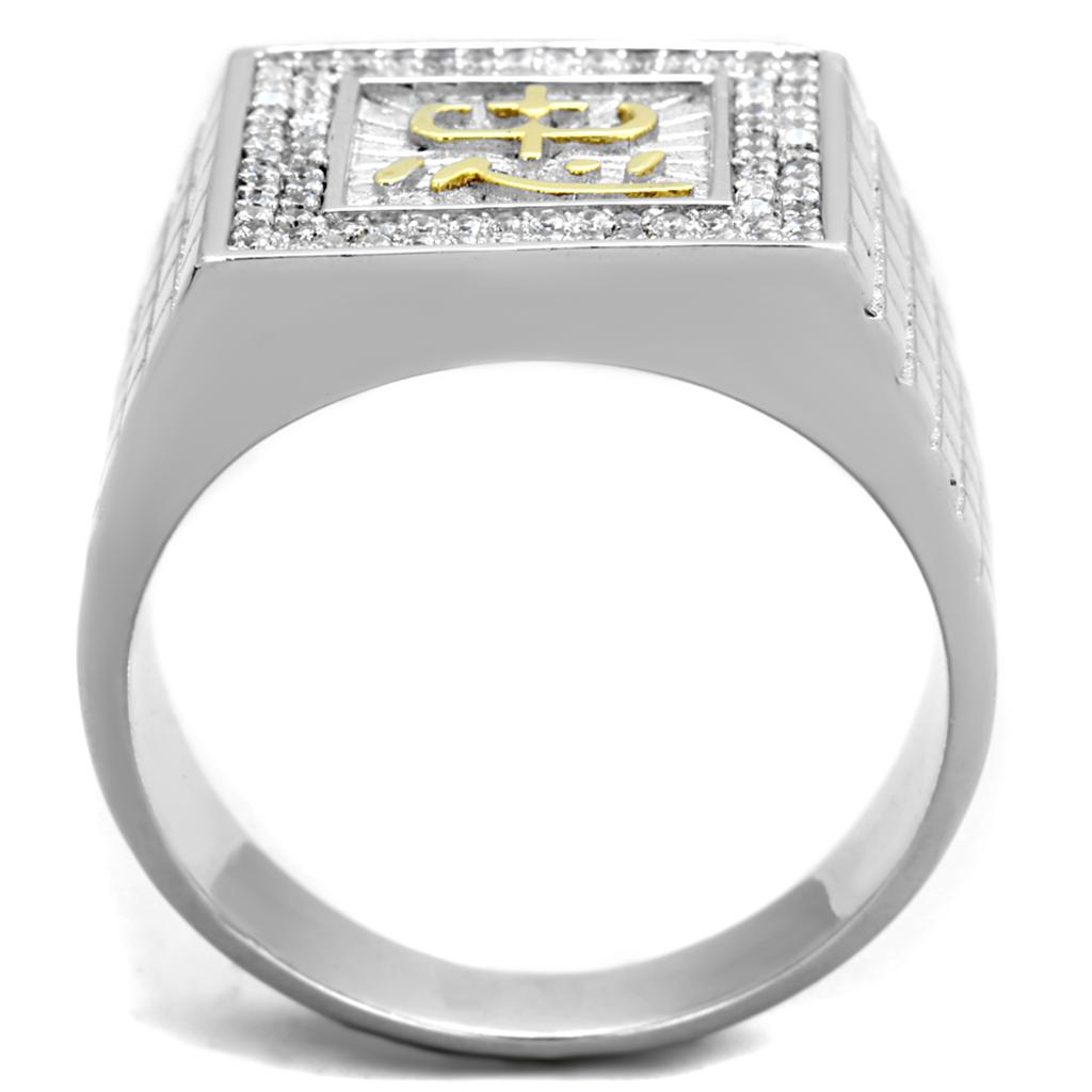 TS389 - Gold+Rhodium 925 Sterling Silver Ring with AAA Grade CZ  in Clear LuxuryLifeWay Online Store