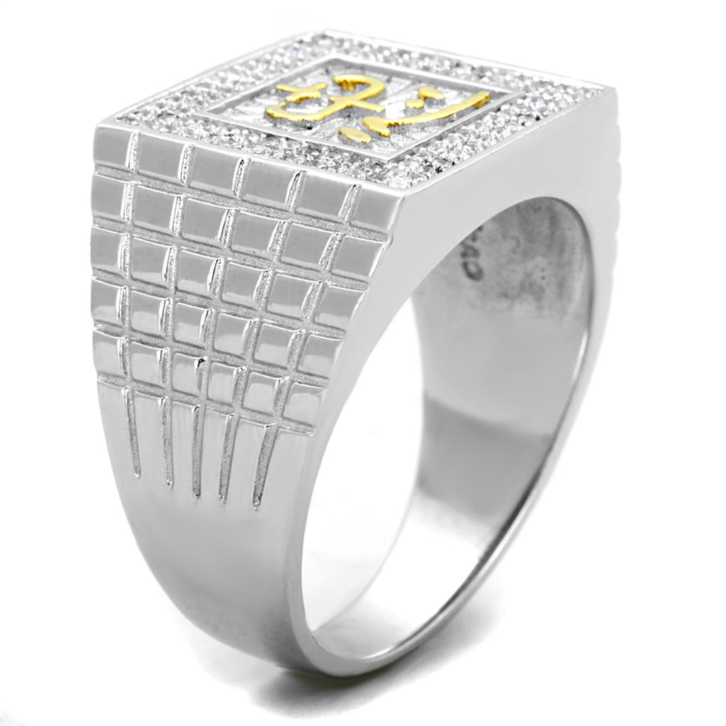 TS389 - Gold+Rhodium 925 Sterling Silver Ring with AAA Grade CZ  in Clear LuxuryLifeWay Online Store