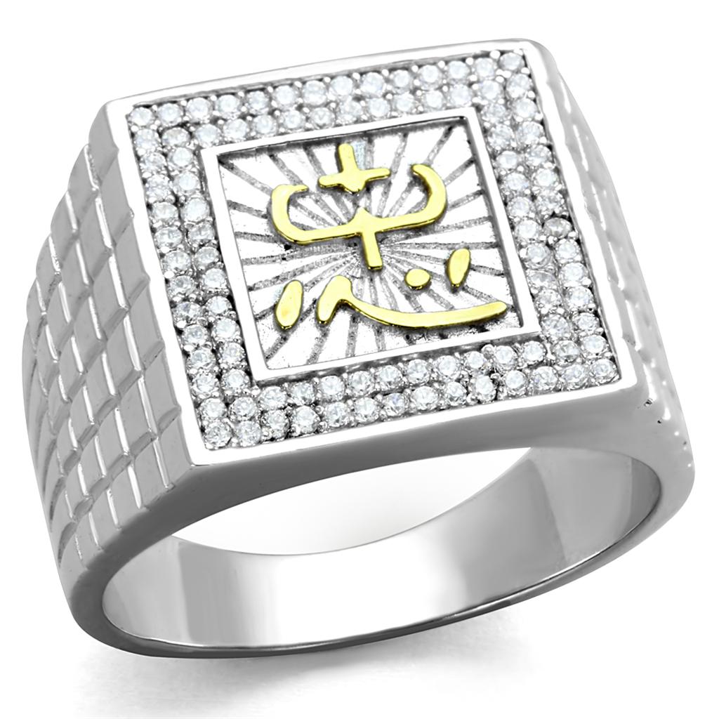 TS389 - Gold+Rhodium 925 Sterling Silver Ring with AAA Grade CZ  in Clear LuxuryLifeWay Online Store