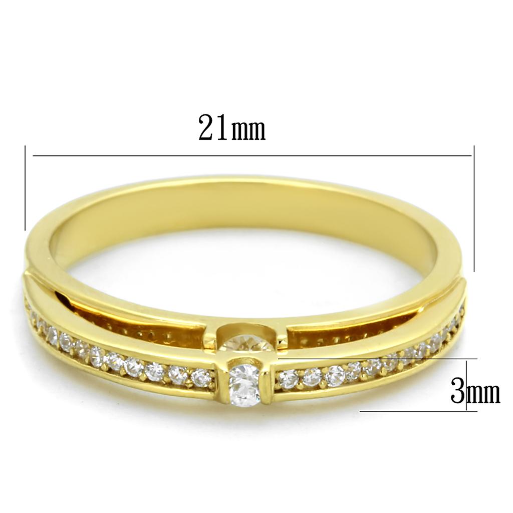 TS403 - Gold 925 Sterling Silver Ring with AAA Grade CZ  in Clear LuxuryLifeWay Online Store