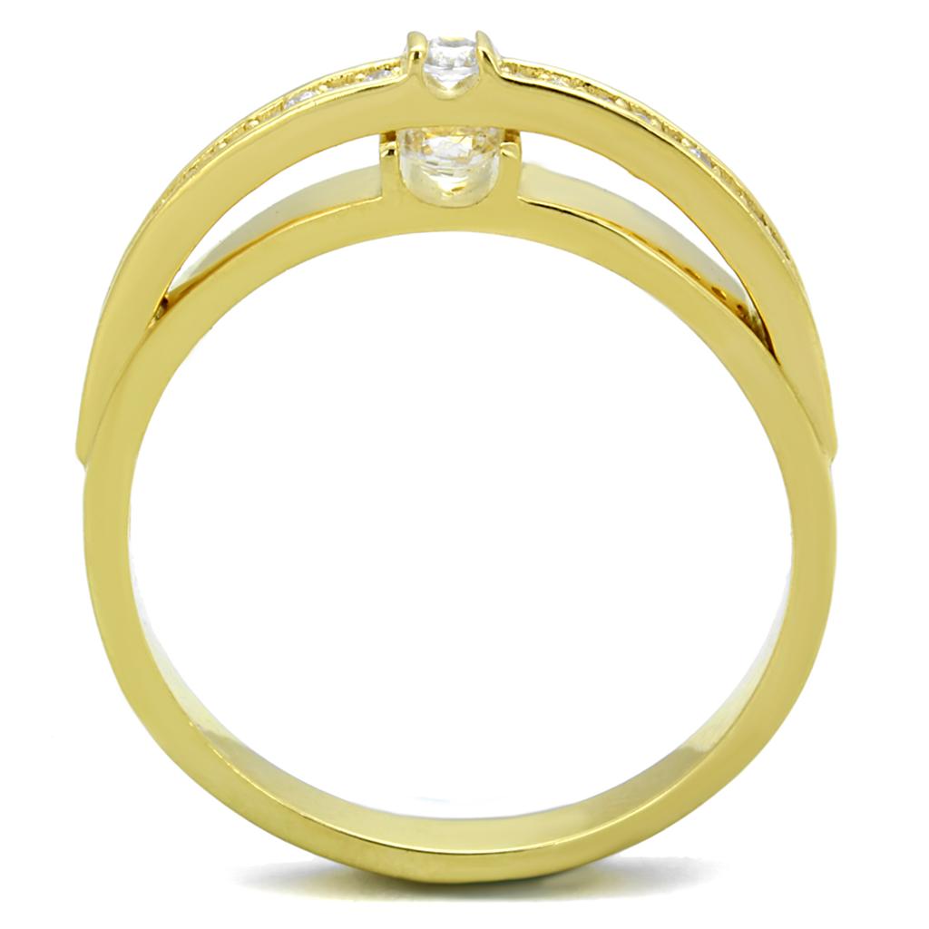 TS403 - Gold 925 Sterling Silver Ring with AAA Grade CZ  in Clear LuxuryLifeWay Online Store
