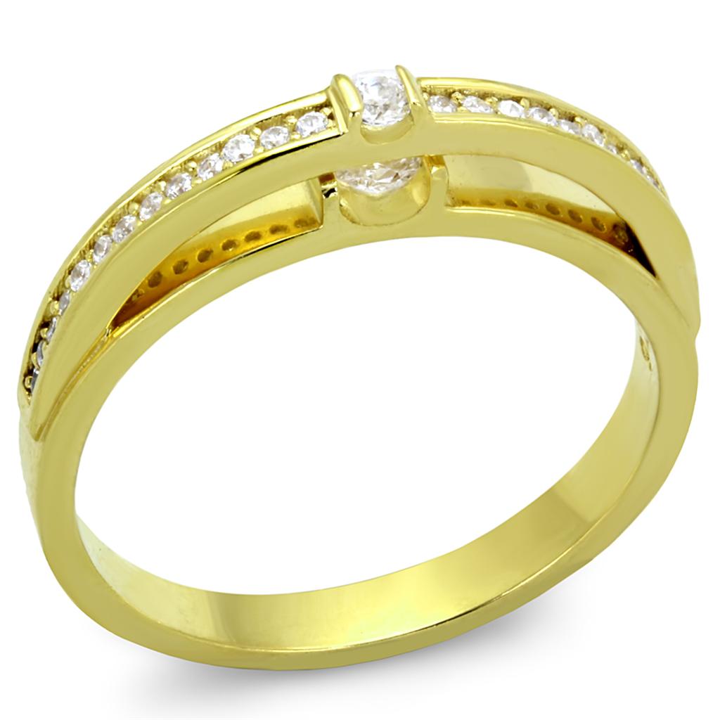 TS403 - Gold 925 Sterling Silver Ring with AAA Grade CZ  in Clear LuxuryLifeWay Online Store