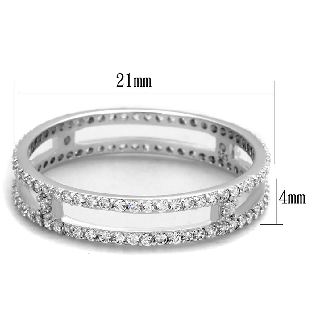 TS434 - Rhodium 925 Sterling Silver Ring with AAA Grade CZ  in Clear LuxuryLifeWay Online Store