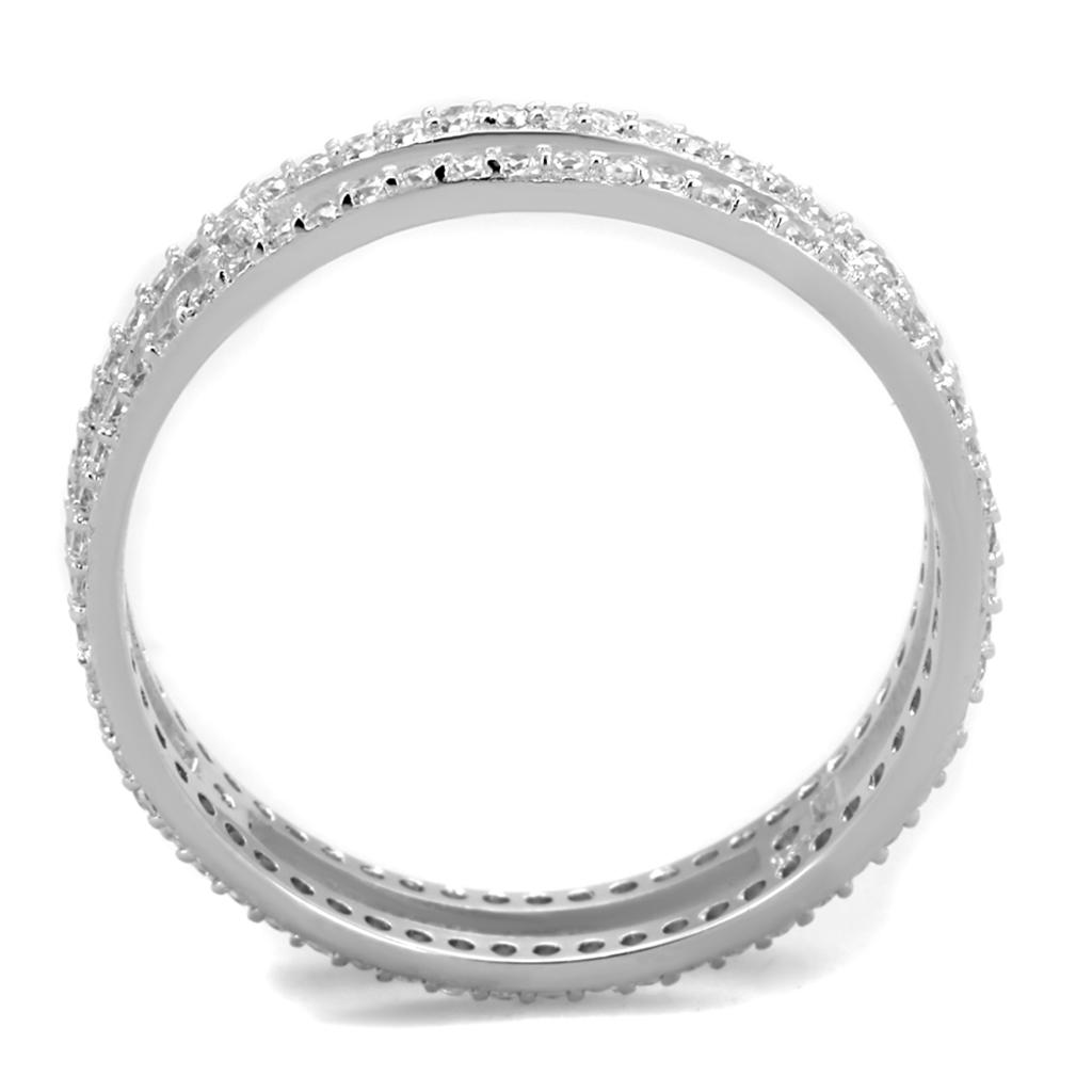 TS434 - Rhodium 925 Sterling Silver Ring with AAA Grade CZ  in Clear LuxuryLifeWay Online Store