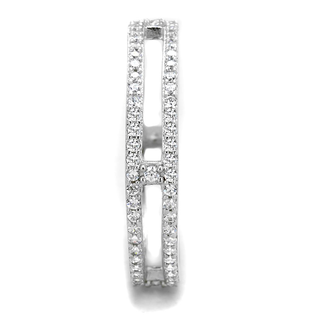 TS434 - Rhodium 925 Sterling Silver Ring with AAA Grade CZ  in Clear LuxuryLifeWay Online Store
