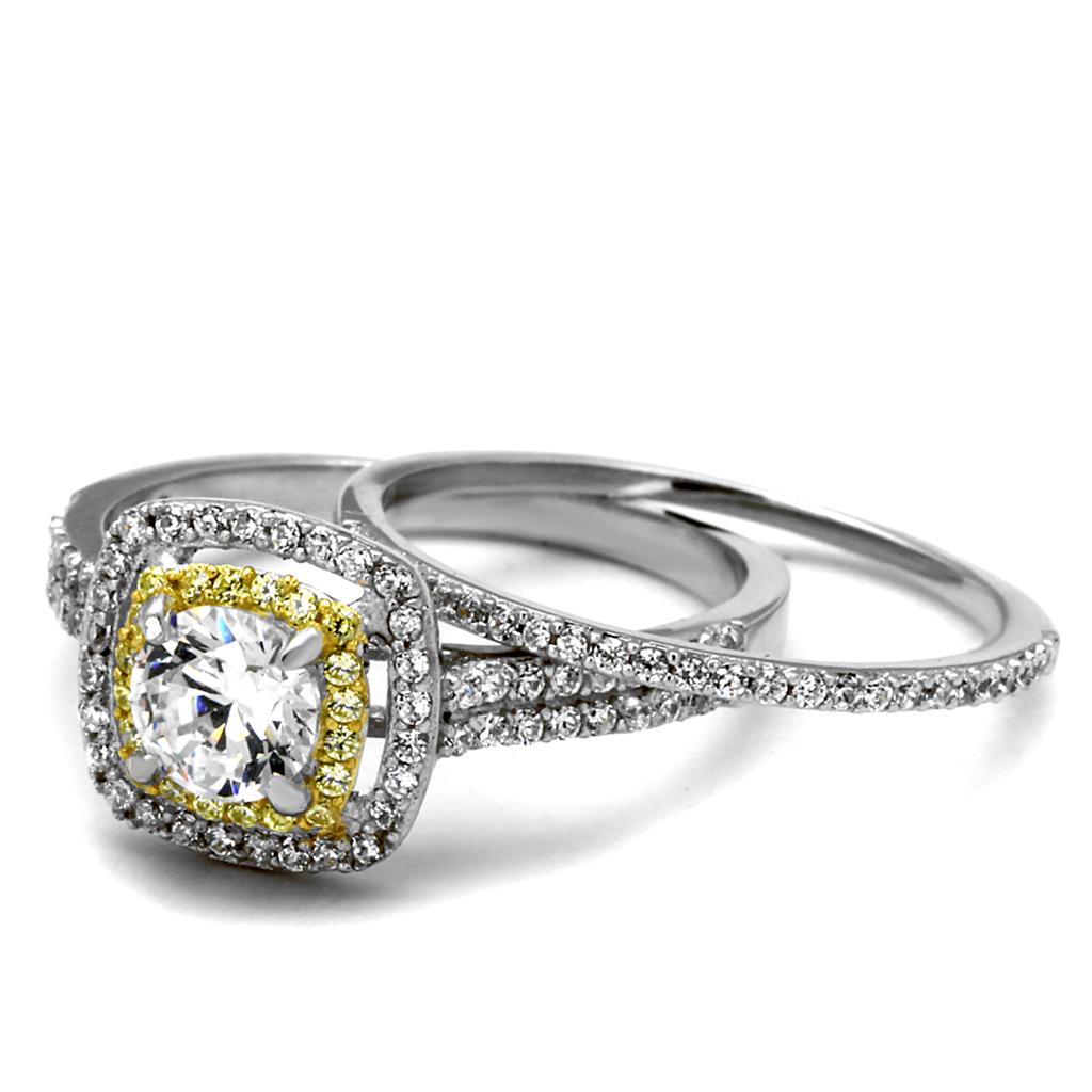TS467 - Reverse Two-Tone 925 Sterling Silver Ring with AAA Grade CZ  in Clear LuxuryLifeWay Online Store