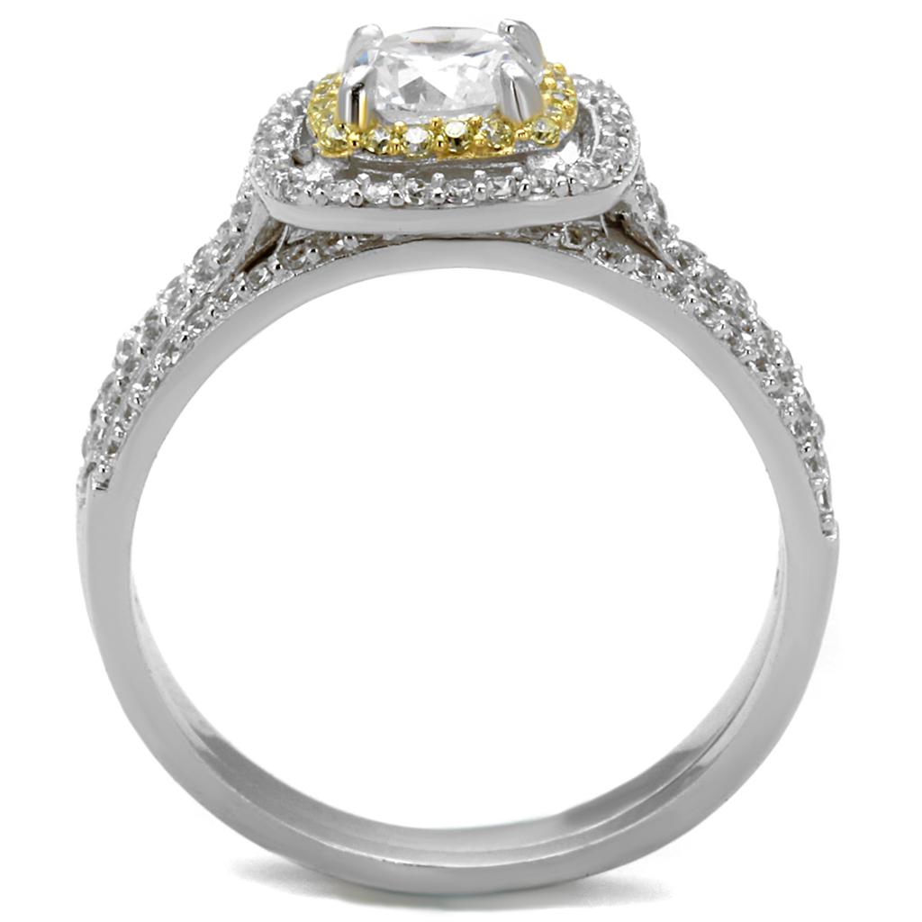 TS467 - Reverse Two-Tone 925 Sterling Silver Ring with AAA Grade CZ  in Clear LuxuryLifeWay Online Store