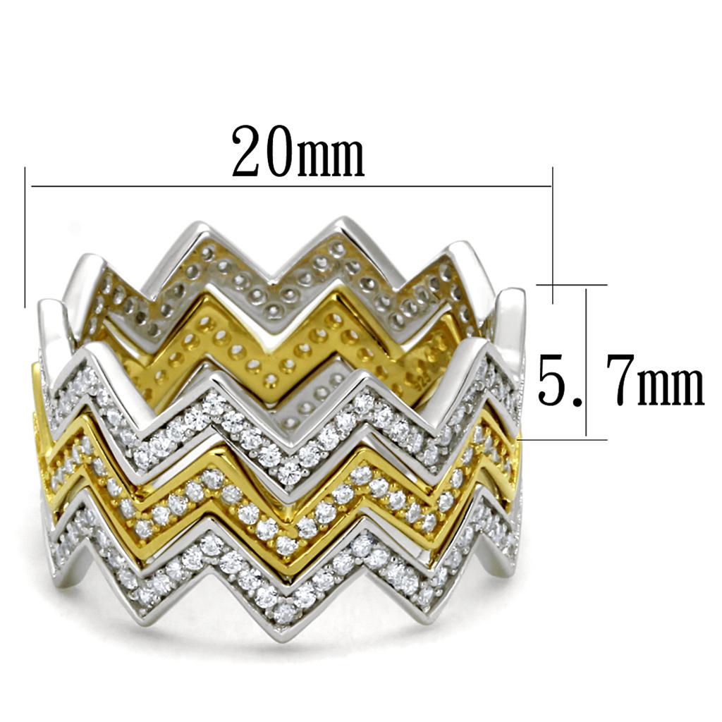 TS492 - Gold+Rhodium 925 Sterling Silver Ring with AAA Grade CZ  in Clear LuxuryLifeWay Online Store