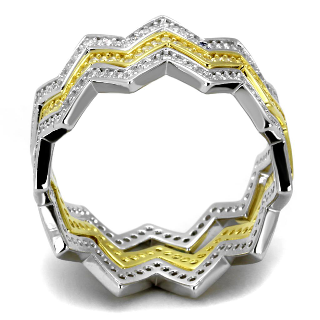 TS492 - Gold+Rhodium 925 Sterling Silver Ring with AAA Grade CZ  in Clear LuxuryLifeWay Online Store