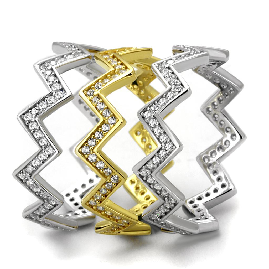 TS492 - Gold+Rhodium 925 Sterling Silver Ring with AAA Grade CZ  in Clear LuxuryLifeWay Online Store