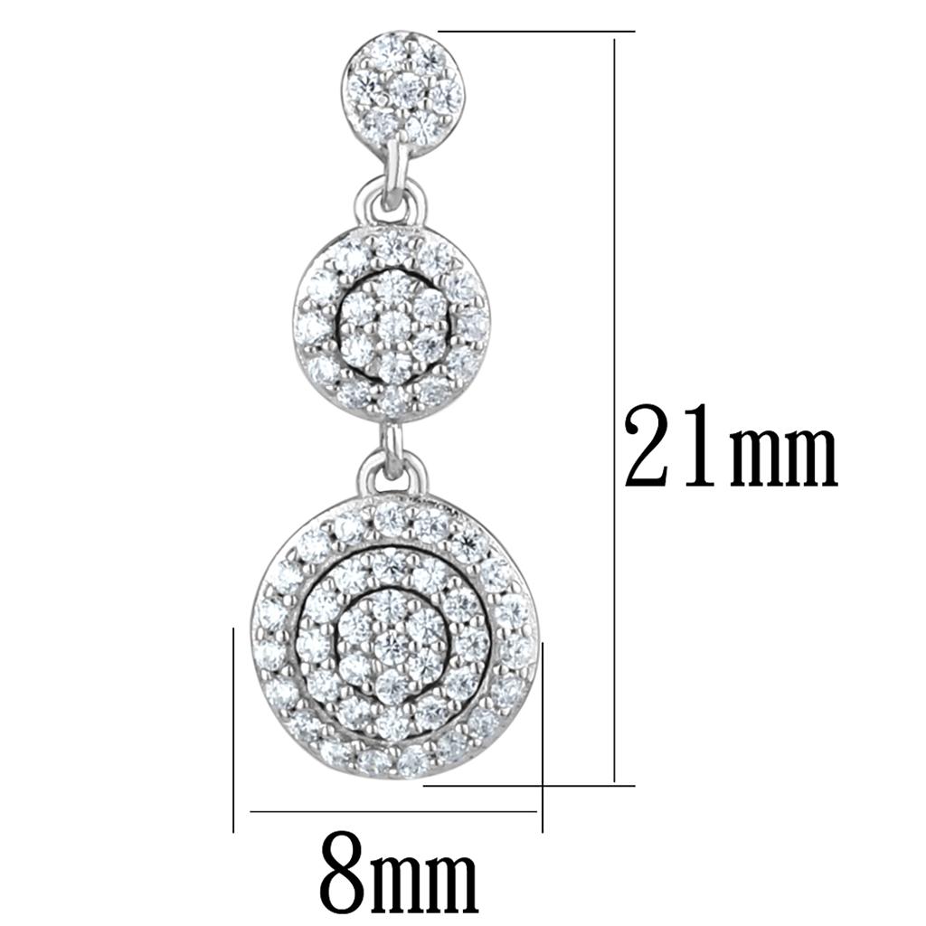 TS494 - Rhodium 925 Sterling Silver Earrings with AAA Grade CZ  in Clear LuxuryLifeWay Online Store