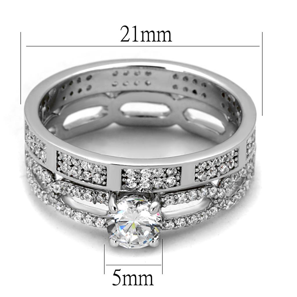 TS499 - Rhodium 925 Sterling Silver Ring with AAA Grade CZ  in Clear LuxuryLifeWay Online Store