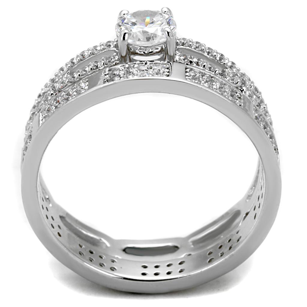 TS499 - Rhodium 925 Sterling Silver Ring with AAA Grade CZ  in Clear LuxuryLifeWay Online Store