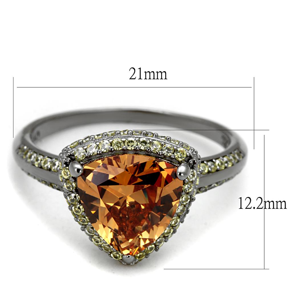 TS501 - Ruthenium 925 Sterling Silver Ring with AAA Grade CZ  in Champagne LuxuryLifeWay Online Store