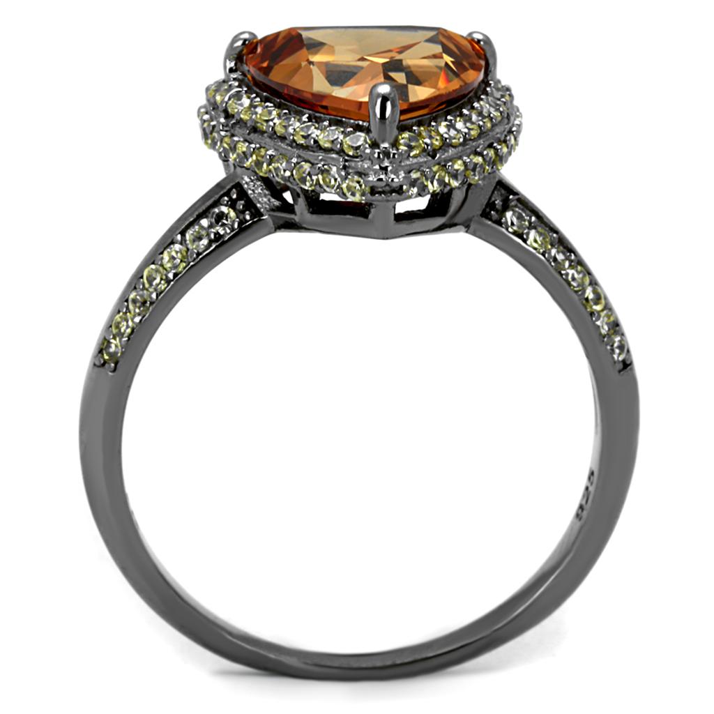 TS501 - Ruthenium 925 Sterling Silver Ring with AAA Grade CZ  in Champagne LuxuryLifeWay Online Store