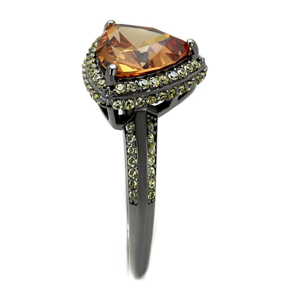 TS501 - Ruthenium 925 Sterling Silver Ring with AAA Grade CZ  in Champagne LuxuryLifeWay Online Store