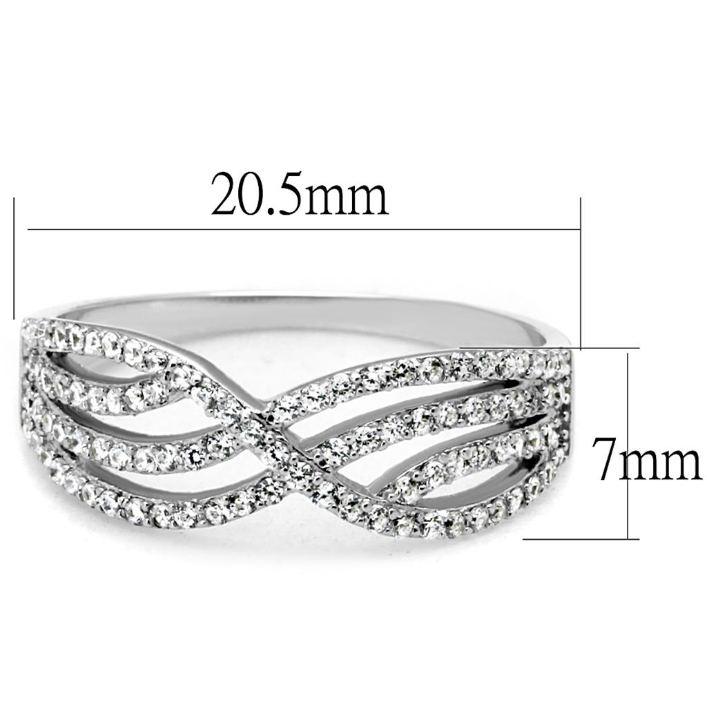 TS516 - Rhodium 925 Sterling Silver Ring with AAA Grade CZ  in Clear LuxuryLifeWay Online Store