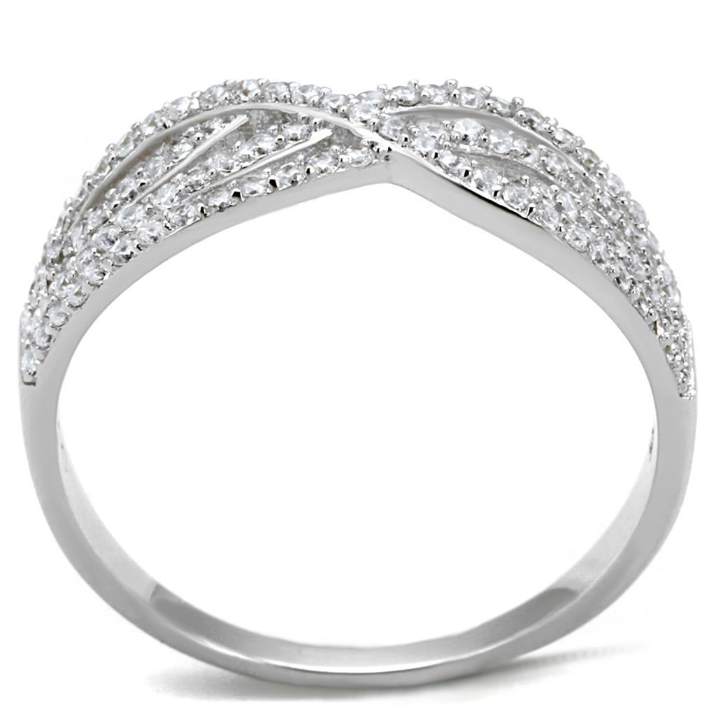 TS516 - Rhodium 925 Sterling Silver Ring with AAA Grade CZ  in Clear LuxuryLifeWay Online Store