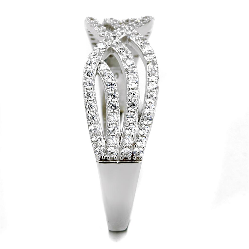 TS516 - Rhodium 925 Sterling Silver Ring with AAA Grade CZ  in Clear LuxuryLifeWay Online Store