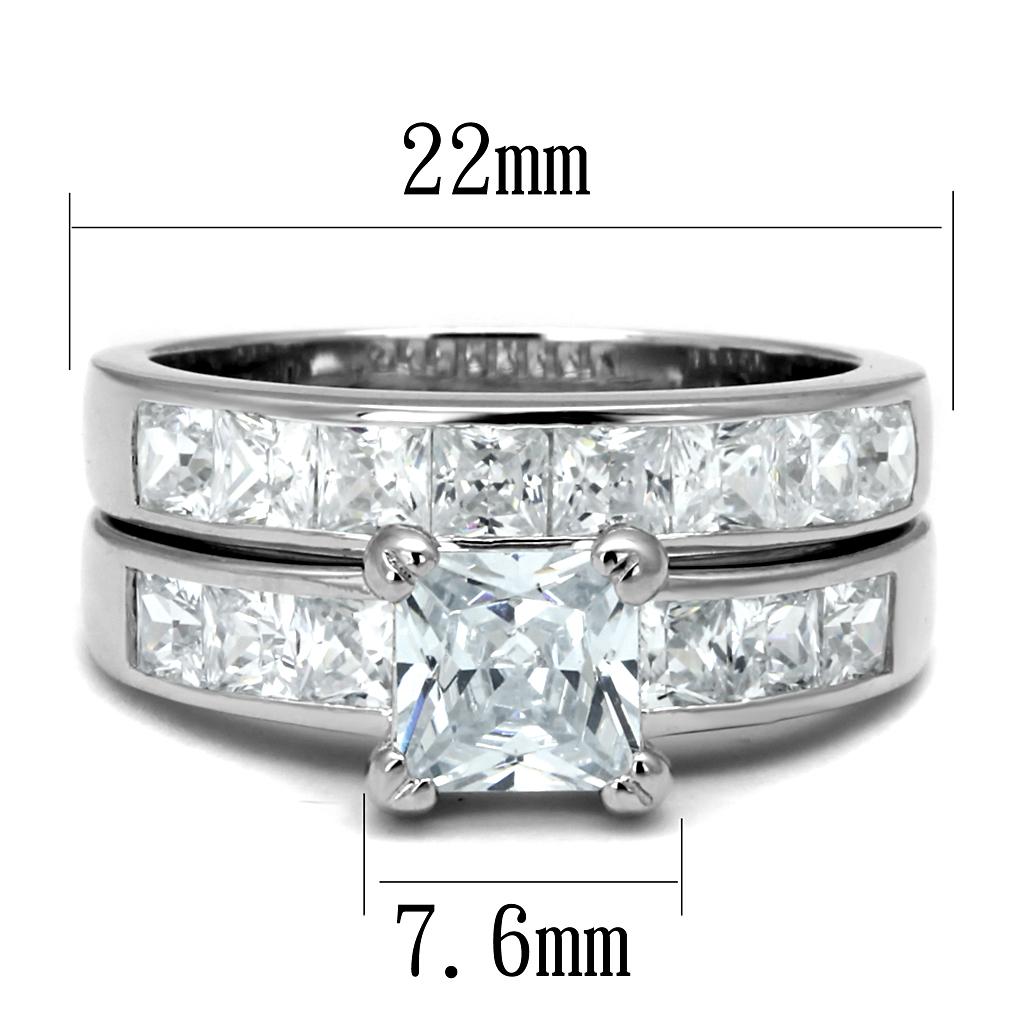 TS520 - Rhodium 925 Sterling Silver Ring with AAA Grade CZ  in Clear LuxuryLifeWay Online Store
