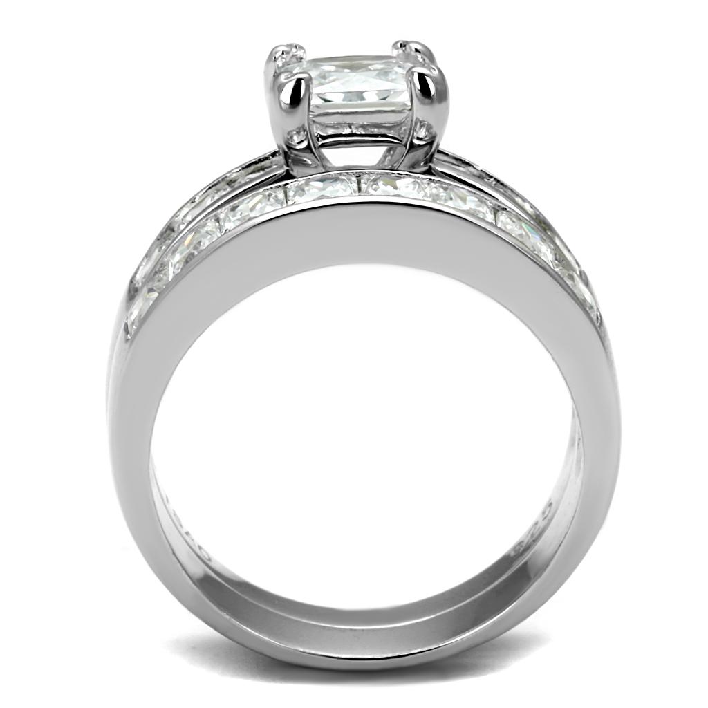 TS520 - Rhodium 925 Sterling Silver Ring with AAA Grade CZ  in Clear LuxuryLifeWay Online Store