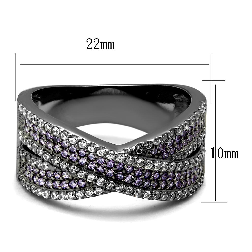TS522 - Ruthenium 925 Sterling Silver Ring with AAA Grade CZ  in Amethyst LuxuryLifeWay Online Store