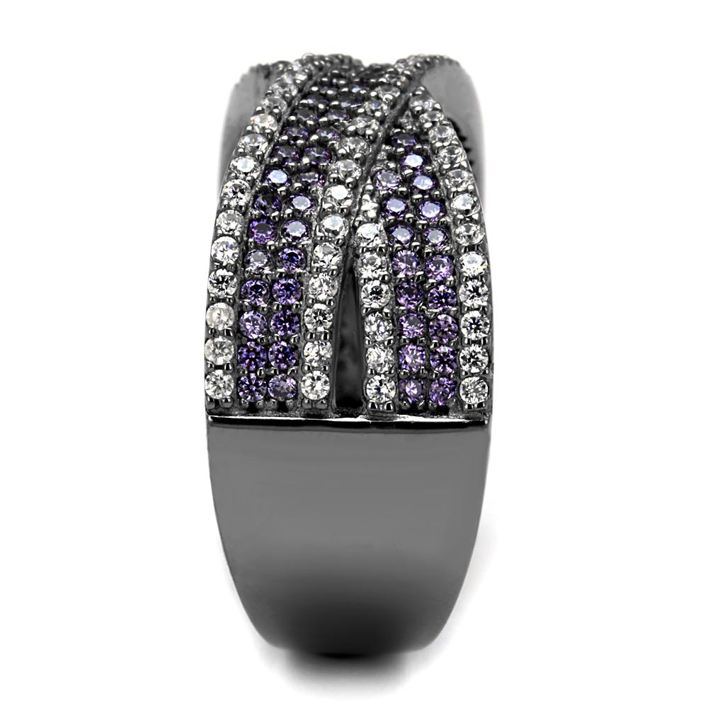TS522 - Ruthenium 925 Sterling Silver Ring with AAA Grade CZ  in Amethyst LuxuryLifeWay Online Store