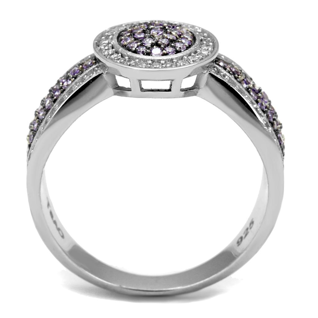 TS523 - Rhodium + Ruthenium 925 Sterling Silver Ring with AAA Grade CZ  in Amethyst LuxuryLifeWay Online Store