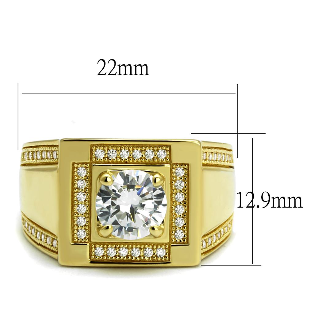 TS552 - Gold 925 Sterling Silver Ring with AAA Grade CZ  in Clear LuxuryLifeWay Online Store
