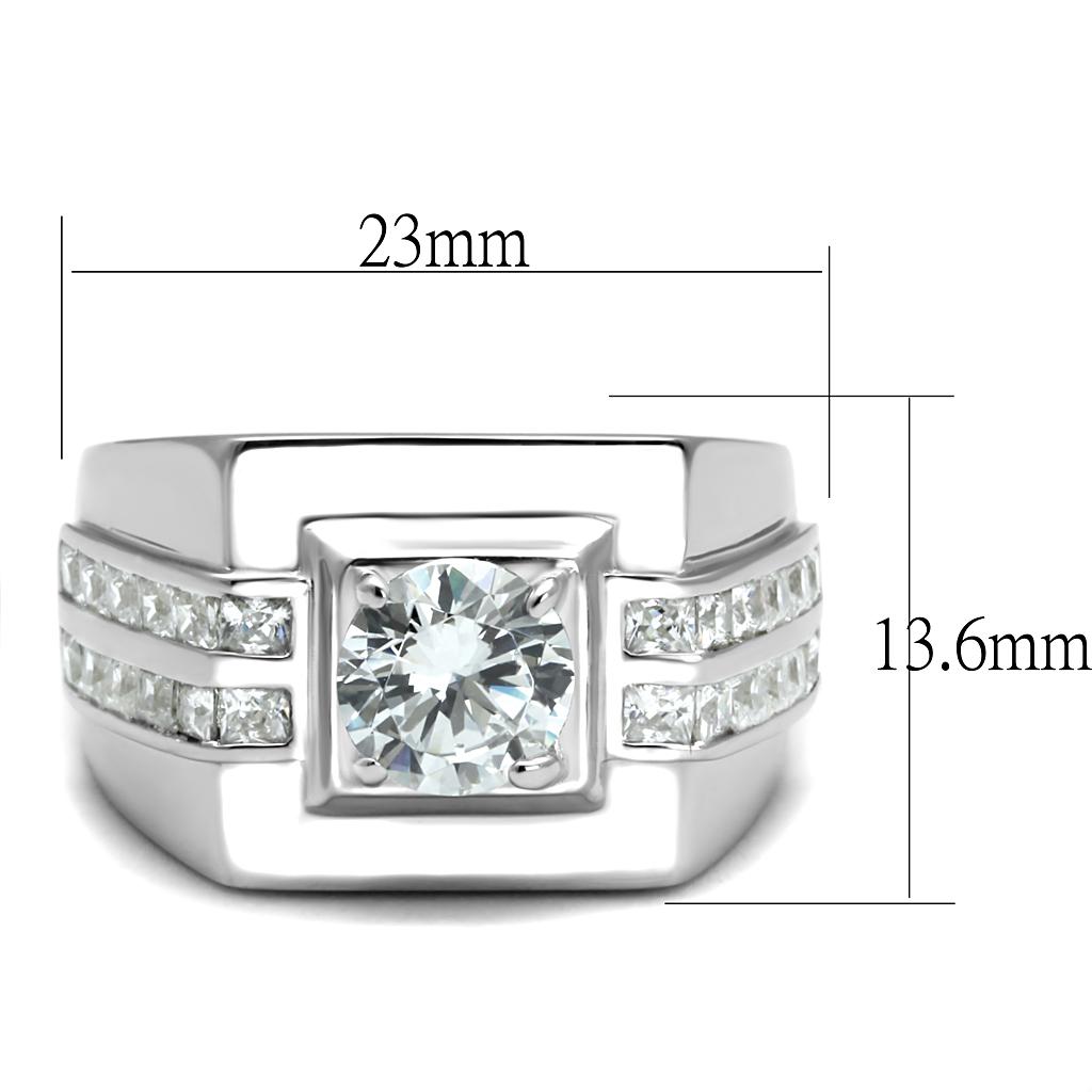 TS553 - Rhodium 925 Sterling Silver Ring with AAA Grade CZ  in Clear LuxuryLifeWay Online Store