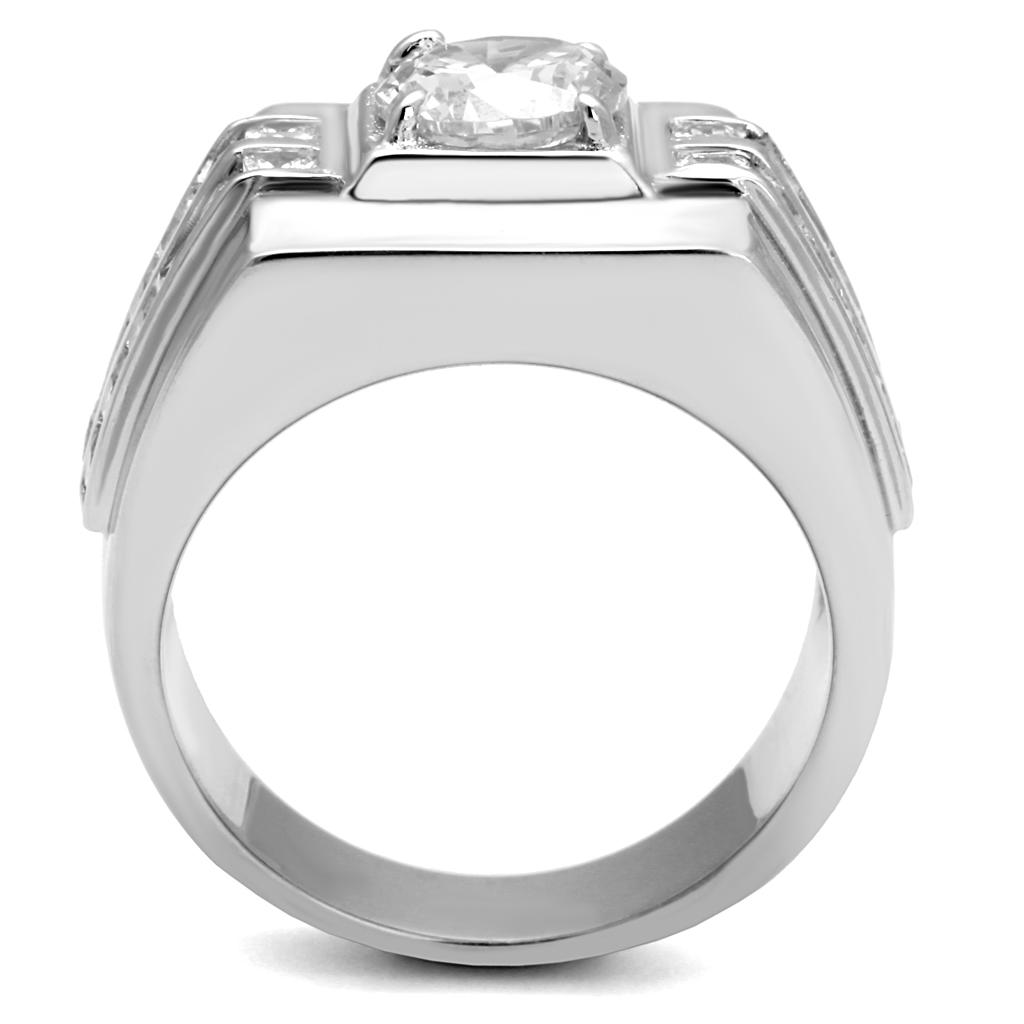 TS553 - Rhodium 925 Sterling Silver Ring with AAA Grade CZ  in Clear LuxuryLifeWay Online Store