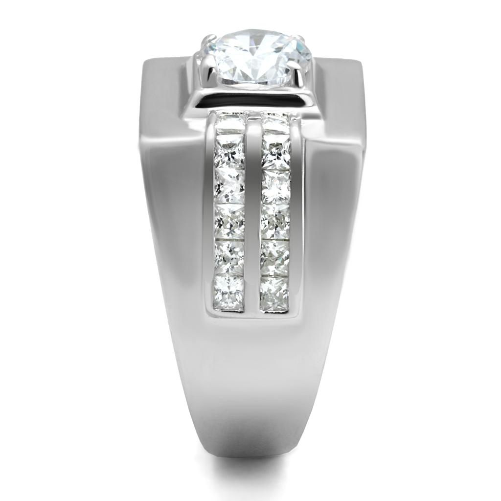 TS553 - Rhodium 925 Sterling Silver Ring with AAA Grade CZ  in Clear LuxuryLifeWay Online Store
