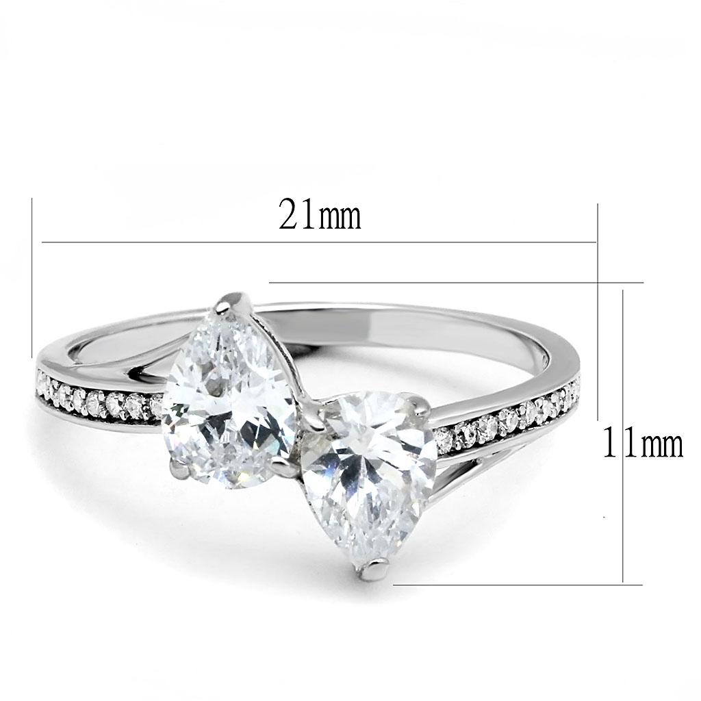 TS578 - Rhodium 925 Sterling Silver Ring with AAA Grade CZ  in Clear LuxuryLifeWay Online Store