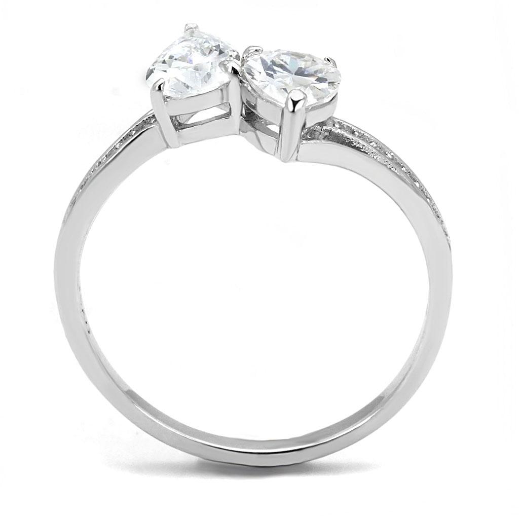 TS578 - Rhodium 925 Sterling Silver Ring with AAA Grade CZ  in Clear LuxuryLifeWay Online Store