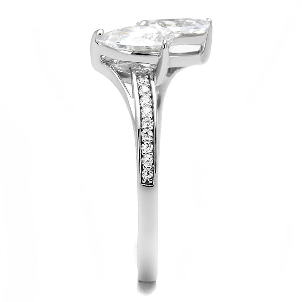 TS578 - Rhodium 925 Sterling Silver Ring with AAA Grade CZ  in Clear LuxuryLifeWay Online Store