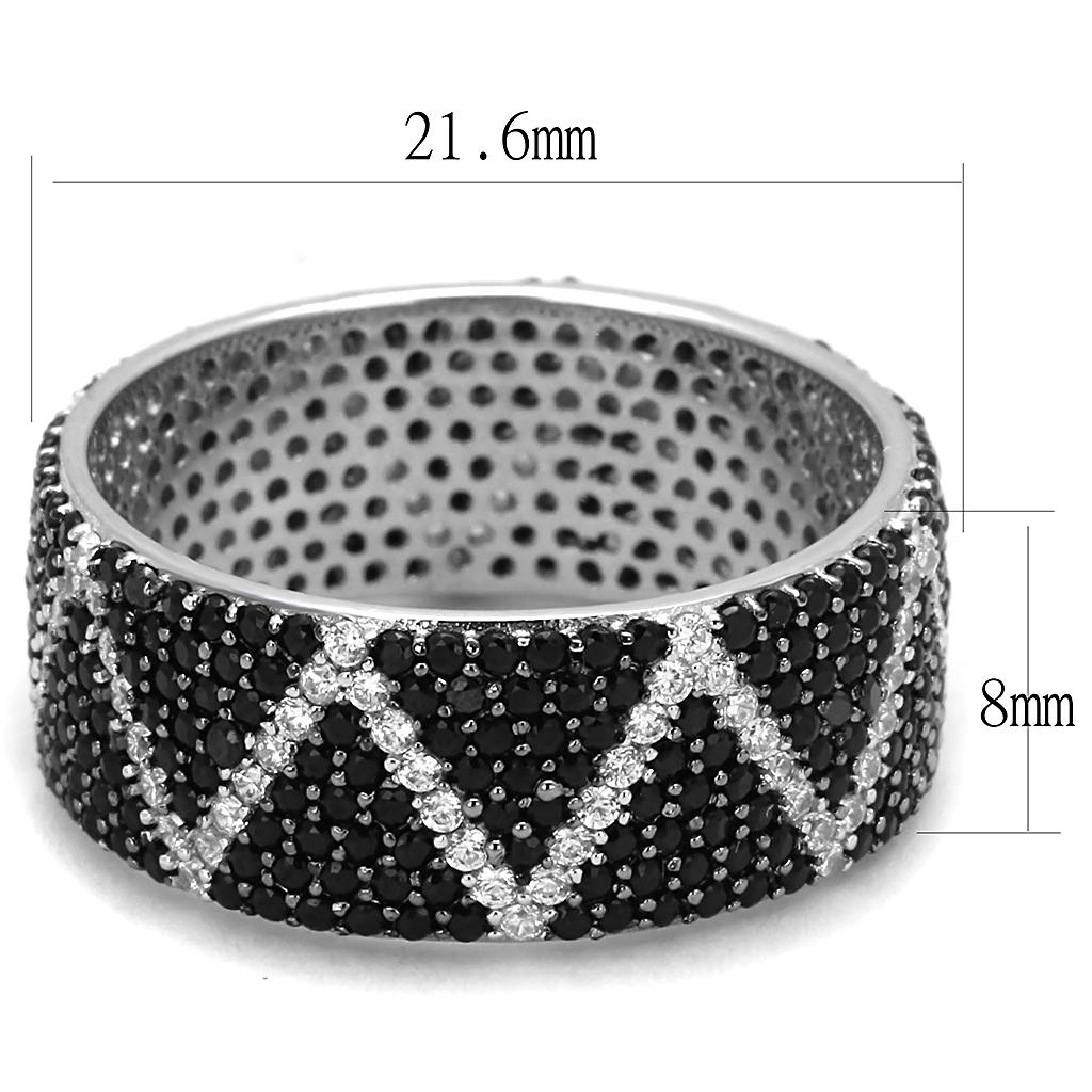 TS600 - Rhodium + Ruthenium 925 Sterling Silver Ring with Synthetic Spinel in Multi Color LuxuryLifeWay Online Store
